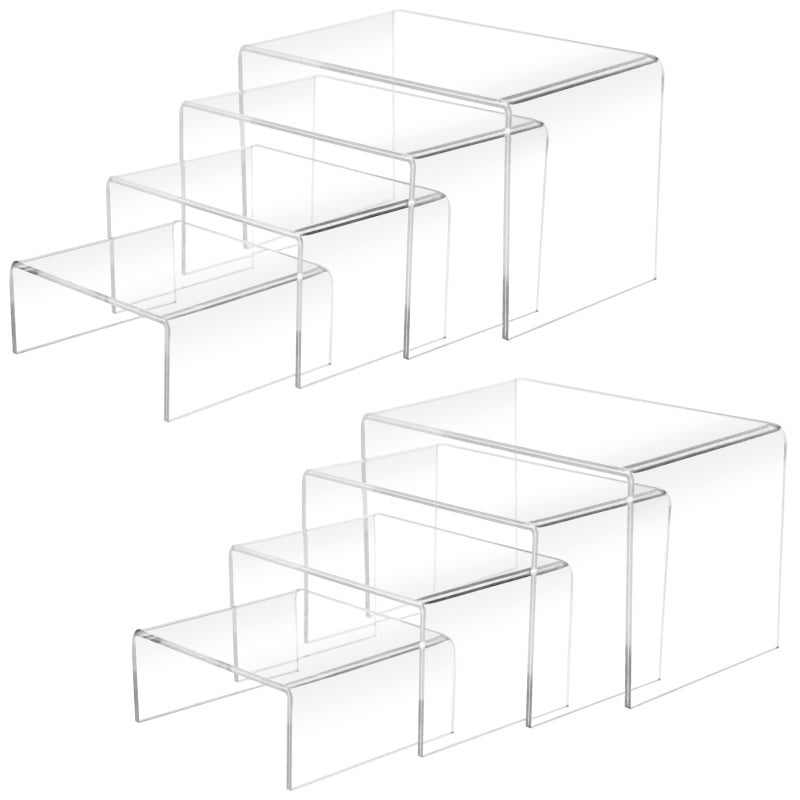 Cerpourt 8Pcs Acrylic Display Risers(6"",5"",4""3"") Clear Product Stand,Cupcakes Holder Dessert Display Transparent Showcase Stands, Candy Bar Risers, Acrylic Lifts Display for Figures - Image 1